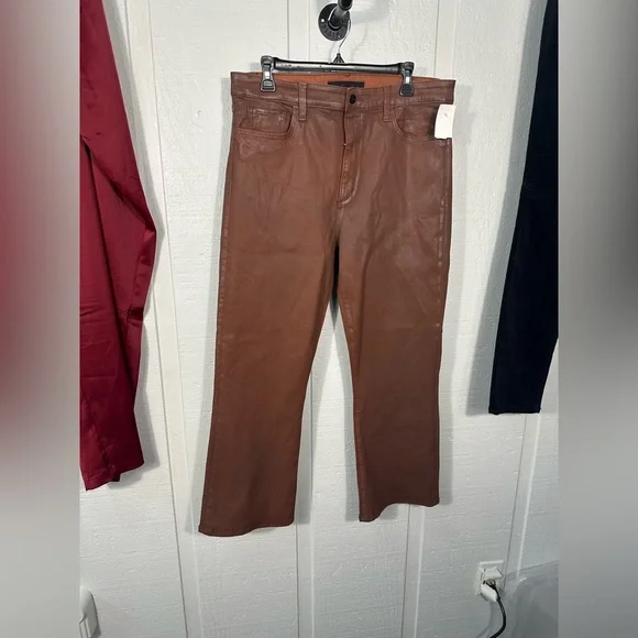 Joes Jeans THE CALLIE Bootcut Coated Leather  Brown Size 34 NWOT - Picture 2 of 12